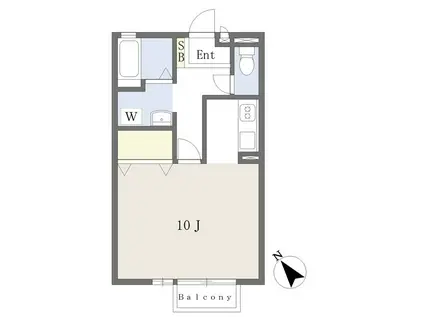 ワンエイトB(1K/1階)の間取り写真