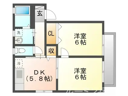 オネストA棟(2DK/2階)の間取り写真