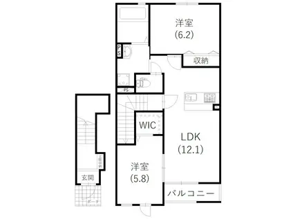 LE CALME(2LDK/2階)の間取り写真
