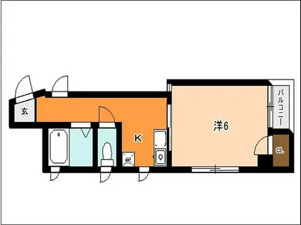 フロスト堀江(1K/6階)の間取り写真