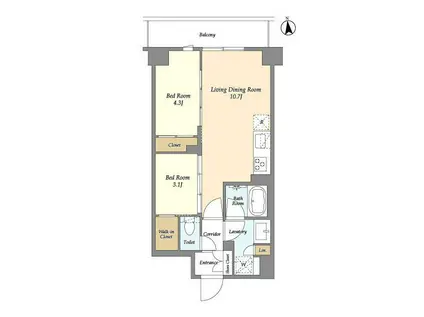 コンフォリア竹ノ塚イースト(2LDK/3階)の間取り写真