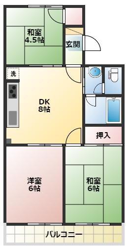 メゾングロワール(3DK/1階)の間取り写真