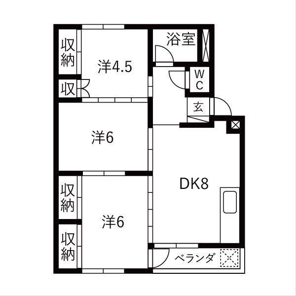 朝霧ビル(3DK/3階)の間取り写真