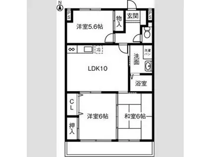 アーバンドエル柏原(3LDK/4階)の間取り写真