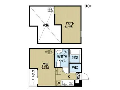RUMAHK(ワンルーム/2階)の間取り写真