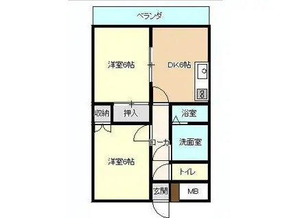 東谷山プラザ(2DK/3階)の間取り写真