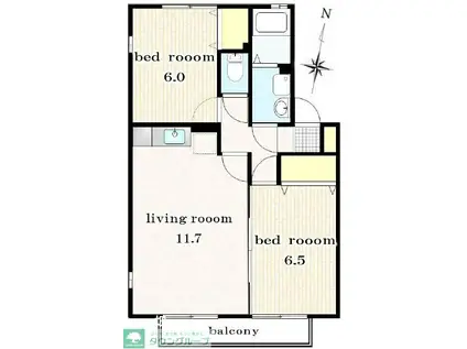 グリーンヴィラ(2LDK/2階)の間取り写真