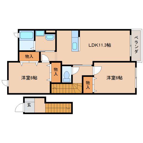 ル.シエルドゥ(2LDK/2階)の間取り写真