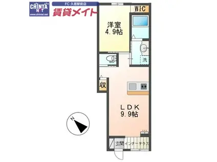 フルール河合(1LDK/1階)の間取り写真