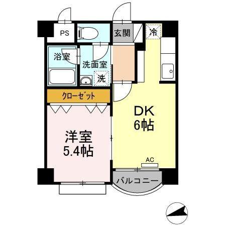 シェナンド土樋(1DK/6階)の間取り写真