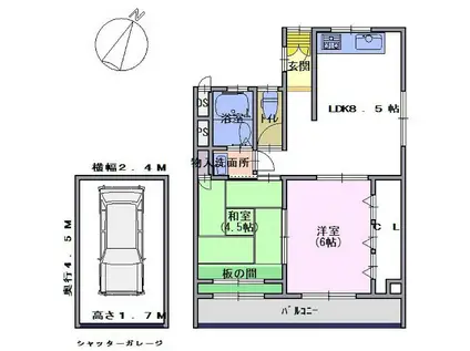 赤塚山ハイツ(2LDK/3階)の間取り写真