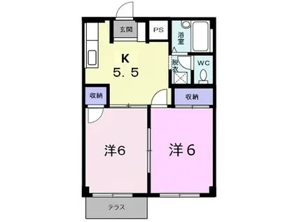 フィール自由ヶ丘(2K/1階)の間取り写真