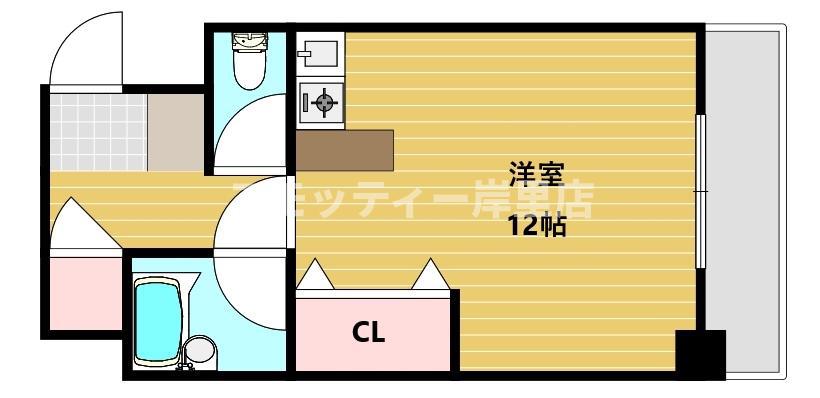 シャトーイズミ(ワンルーム/3階)の間取り写真