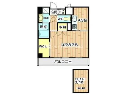 ラ カステル メウ(1K/7階)の間取り写真