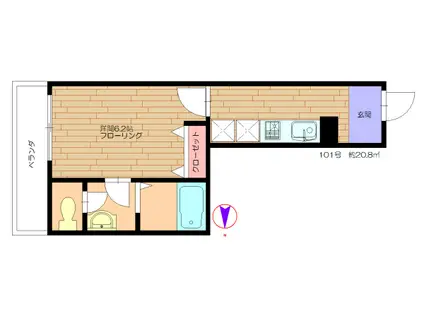 エスポワール(1K/1階)の間取り写真