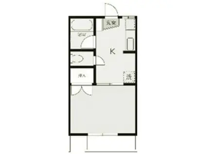 フラット井戸ヶ谷(1K/2階)の間取り写真