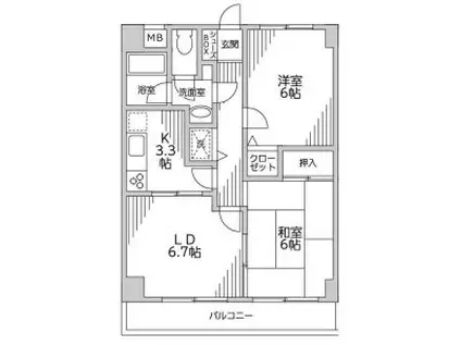 シュール梶ヶ谷(2LDK/1階)の間取り写真