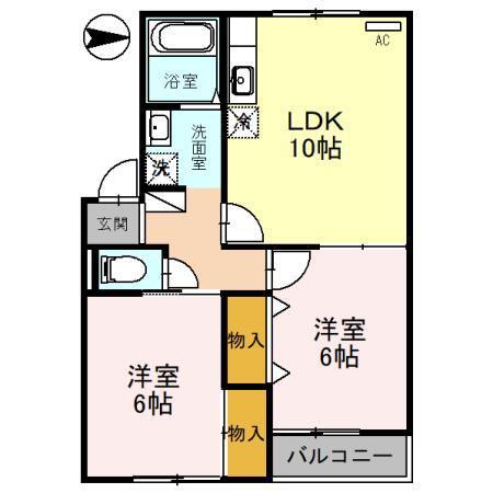パークシャトルA(2LDK/1階)の間取り写真