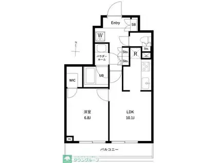 ジェノヴィア両国VIグリーンヴェール(1LDK/8階)の間取り写真
