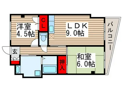 ロイヤルコーポ佐津間(2LDK/3階)の間取り写真