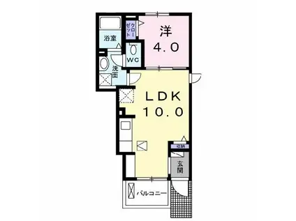 アクシア(1LDK/1階)の間取り写真