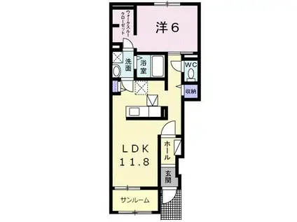 ブリーゼIV(1LDK/1階)の間取り写真