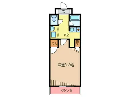 Kプラザ(1K/4階)の間取り写真