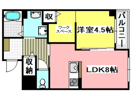 ブランキューブ南摂津(1LDK/3階)の間取り写真