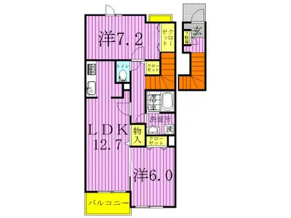 ローズマリーA(2LDK/2階)の間取り写真