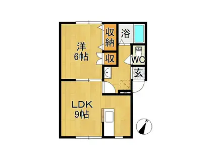 テディハウス(1LDK/1階)の間取り写真