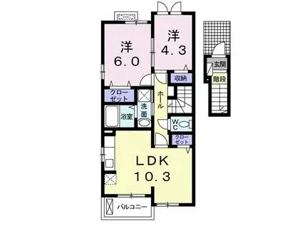 STUDIO・M(2LDK/2階)の間取り写真