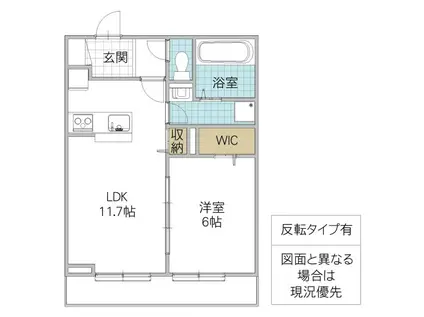 クロシェット赤塚(1LDK/1階)の間取り写真