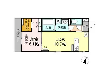 シエル 301(1LDK/3階)の間取り写真