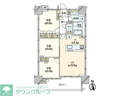 ウエリス南千住(3LDK/11階)の間取り写真