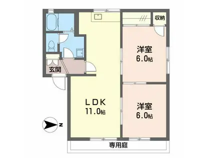 アークヒルズ中村E棟(2LDK/1階)の間取り写真