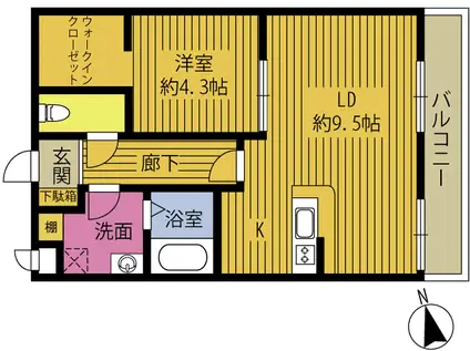 アルバ由布院(1LDK/1階)の間取り写真