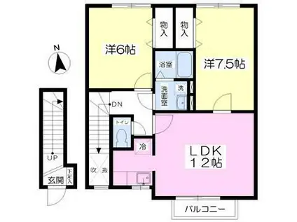 サンライズコートB(2LDK/2階)の間取り写真