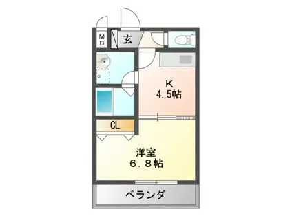 ステラウッド高鷲(1DK/2階)の間取り写真