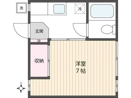 リバティー(1K/2階)の間取り写真
