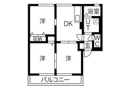 ハイツシンシア(3DK/2階)の間取り写真