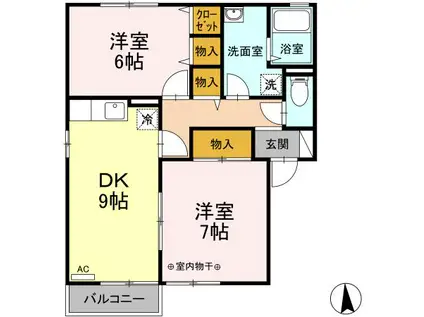 D-ROOM コーポ・ミズーリ B(2DK/2階)の間取り写真