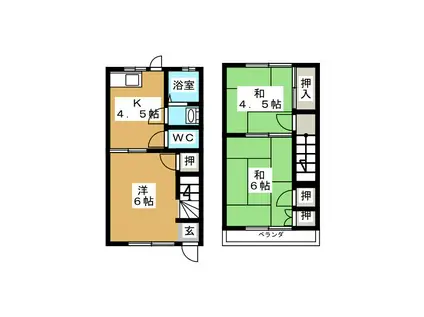 コーポ八幡 南棟(3K/2階)の間取り写真