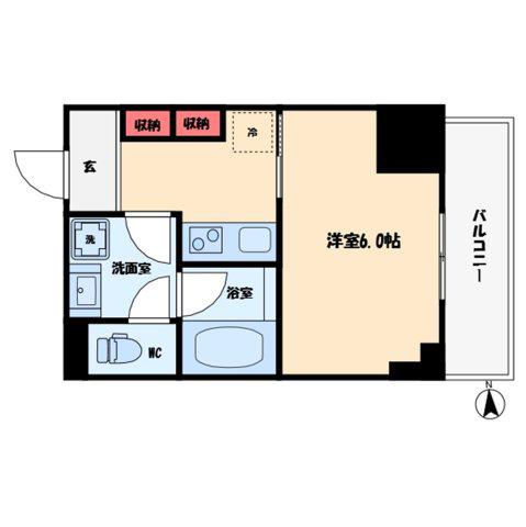 ルフォンプログレ堺筋本町タワーレジデンス(1K/14階)の間取り写真