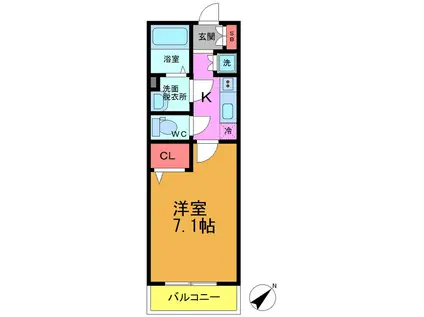ベリエ津田沼(1K/2階)の間取り写真