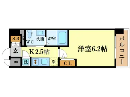 エスリード江戸堀(1K/8階)の間取り写真