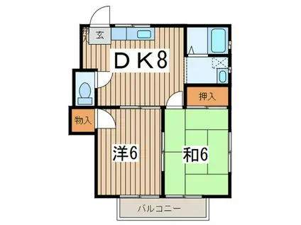 ラ・メール(2DK/1階)の間取り写真