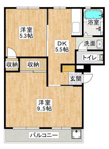 上高丸厚生年金 2号棟(2DK/2階)の間取り写真