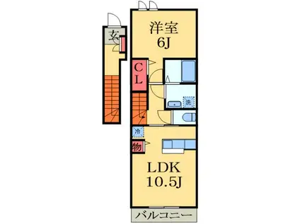 ハイグレイス3番館(1LDK/2階)の間取り写真
