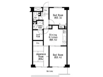 ラ スペランツァ都立家政(3DK/2階)の間取り写真