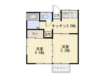 イーナビコーポII(2K/2階)の間取り写真